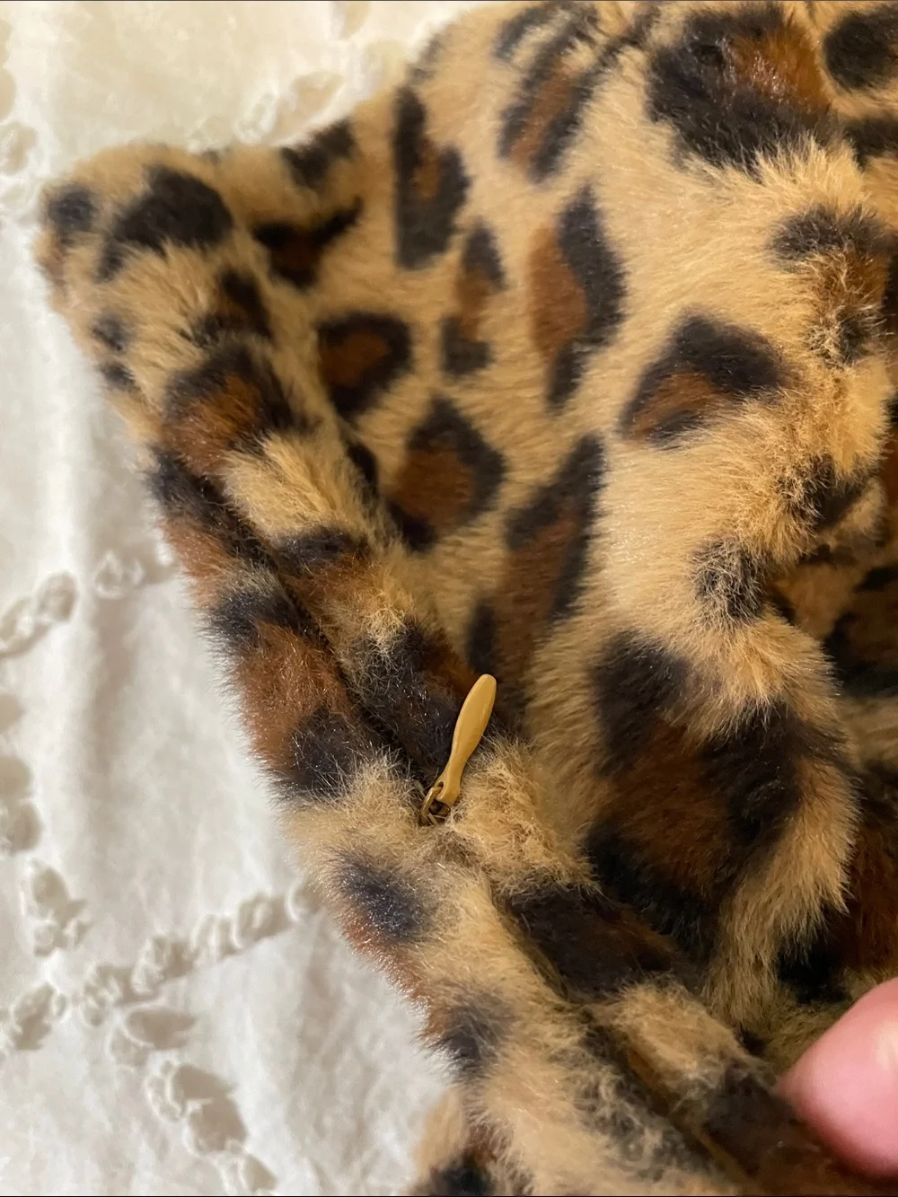 Faux Fur Leopard Print Square Pillow Cover Brown & Black nwot